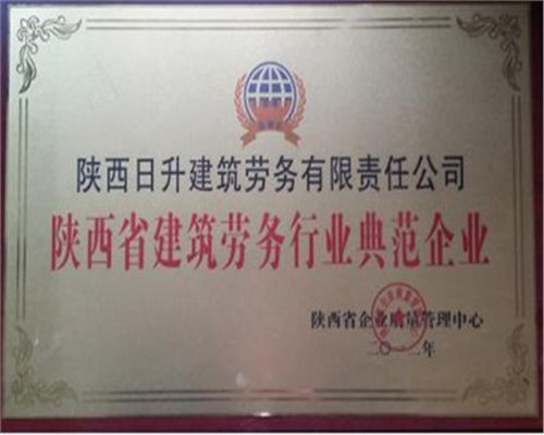 陜西省建筑勞務(wù)行業(yè)典范企業(yè)