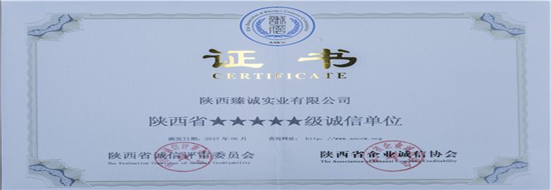 陜西省五星級(jí)誠(chéng)信單位/陜西省行業(yè)最具影響力企業(yè)